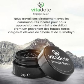 Vitadote Résine de Shilajit 20g - Origine Himalaya et Altaï, Mumijo Pur et Authentique - Détox Naturelle, Vitalité Globale 