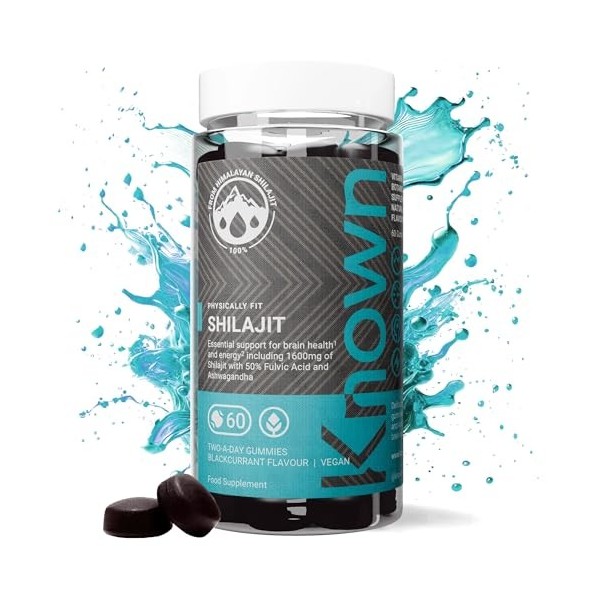 Known Tasty 1600mg Shilajit Gummies – B12 – Énergie & Métabolisme – Saveur Naturelle de Cassis – 60 Gummies Véganes, 1 Mois d