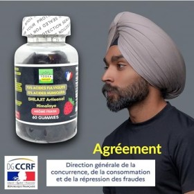 YOOKA 60 gommes gummies Shilajit naturel ARTISANAL OR pure parfum FRAISE. 70% ACIDE FULVIQUE, garantie +85 minéraux, 12% acid