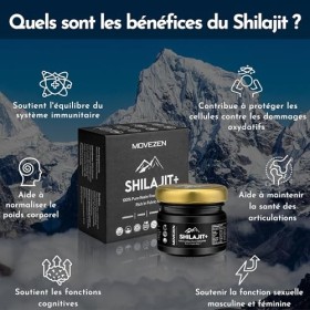 MOVEZEN Shilajit + Énergie Naturelle, Shilajit Pur 100% de lHimalaya, Résine de Shilajit 30g Authentique, Riche en Acide Ful