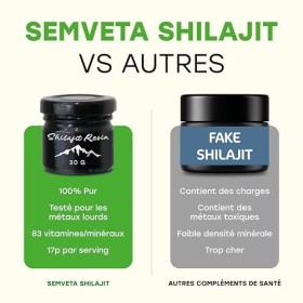 Semveta Résine de Shilajit dAltai Pure - 50g - Résine Nutritive de Montagne - Minéraux Traces, Acide Fulvique - Approvisionn