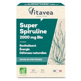 Vitavea Bien-Être - Super Spiruline BIO 2000mg - Revitalisant, Énergie, Défenses Naturelles - Riche en protéines - Complément