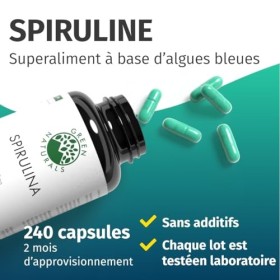 Spiruline 2000 mg dose journalière - IMPORTANT: Gélules hautement dosées, pas de comprimés - 100% pure & testée en laboratoir