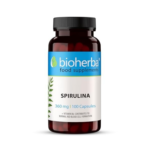 SPIRULINE Complément - Gélules 360 mg 100 pcs Superaliment Premium pour la Santé et la Vitalité par BIOHERBA