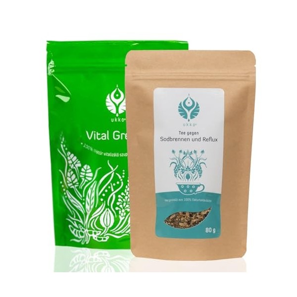 UKKO Le thé reflux Vital Greens contient des macronutriments et des micronutriments qui fonctionnent mieux avec le thé de ref