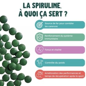 Les Spiruvores - Spiruline Bio - Spiruline Bio en Comprimés 180g - 60 jours de cure - Fabriqué en France