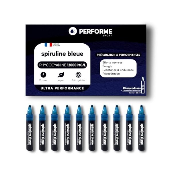 Phycocyanine ultra concentrée à 12 000mg/l - Spiruline bleue pour sportifs - Augmente les Perfs, lEndurance et Accélère la R