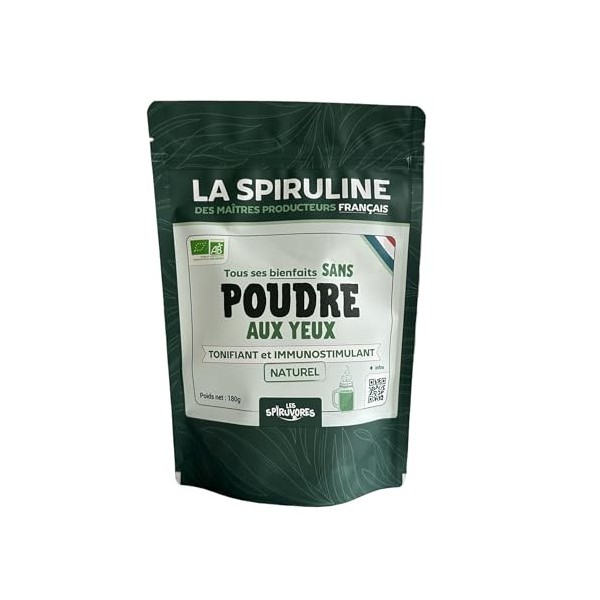 Les Spiruvores - Spiruline Bio - Spiruline Bio en Poudre 180g - Fabriqué en France - 60 jours de cure
