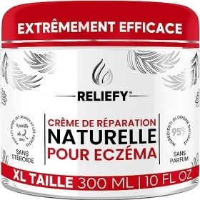 CRÈME POUR ECZÉMA RELIEFY 300 ml - Hydratation Profonde et Réparation pour Peaux Sèches, Eczéma, Psoriasis et Dermatite - Pou