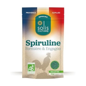 Spiruline bio 100% française -1 sachet 80g de Paillettes AB cure ±20 jours - DIRECT PRODUCTEUR - riche en fer, minéraux, vi