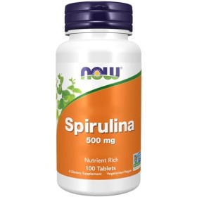 Now Foods, Spirulina, 500mg, 100 Comprimés végétaliens, Testé en Laboratoire, Sans Soja, Sans Gluten, Végétarien, Sans OGM