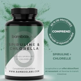 Bamboo Labs - Spiruline et Chlorelle, Compléments Alimentaires Vegan, 180 gélules de 1800 mg, Favorisent au Quotidien le Syst