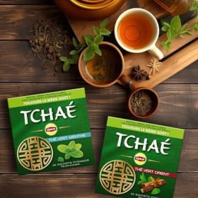 Lipton, Thé Vert Tchaé, Infusion à Froid ou Chaud, Goût Anis, Cannelle et Réglisse, Ingrédients dOrigine 100% Naturelle, 20 