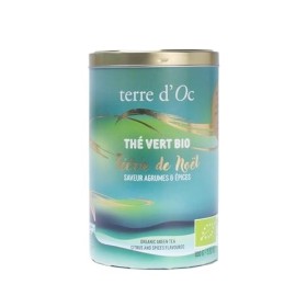 terre dOc - Thé Vert Bio de Noël - Saveur Agrumes & Epices - Féérie de Noël - Vrac - 100g
