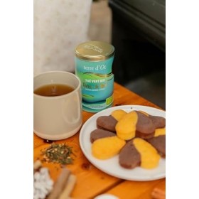 terre dOc - Thé Vert Bio de Noël - Saveur Agrumes & Epices - Féérie de Noël - Vrac - 100g