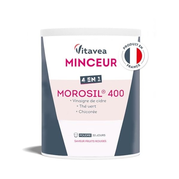 Morosil® 400 mg 4en1 | Avec Vinaigre de cidre & Thé vert | Actif breveté | Stimule le métabolisme | Sans Sucre, Saveur Fruits