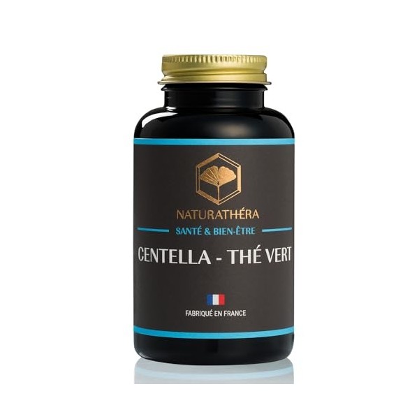 Naturathéra - CENTELLA THÉ VERT - Complément Alimentaire Cholestérol, Circulation & Hypertension Artérielle - 90 Gélules - Ex