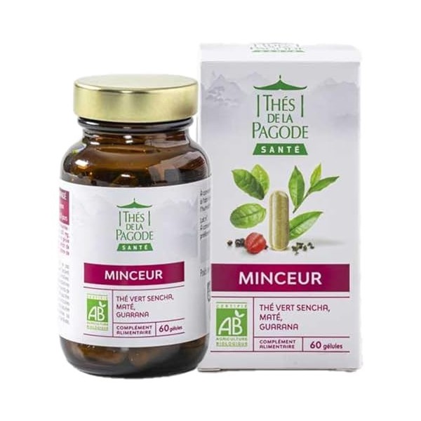 Thés de la Pagode - Complément Alimentaire Minceur - Thé Vert Sencha bio, Guarana, Maté - 60 Gélules Végétales Certifiées Bio