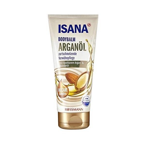 ISANA Bodybalm Huile dargan pour peaux très sèches 200 ml Soin riche à lhuile dargan et damande douce Testé dermatologiqu