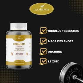 LAZARRAGA - Tribulus Terrestris 2250mg + Maca Pérou + Arginine + Zinc | 180 Capsules, Force et Énergie, Vitamines pour Hommes