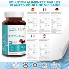 Biovitalia Organics Complément alimentaire Triphala 1000 mg | Favorise la digestion | Soutient le système immunitaire | 60 ca
