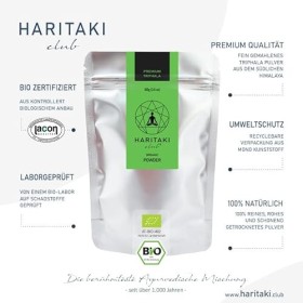 Poudre Triphala bio | Qualité supérieure – Moulu extra fin | Testé en laboratoire et certifié bio | Haritaki, Bibhitaki, Amal