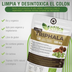 BIO Triphala Elikafoods® BIOLOGIQUE. 120 comprimés de 500 mg. Nettoie et détoxifie le côlon. Contre la constipation. Naturel,