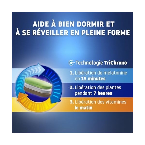 VALDISPERT - Sommeil & Energie Matinale - Complément alimentaire tricouches - Mélatonine 1,9mg, Plantes, Vitamines B6 et B12 