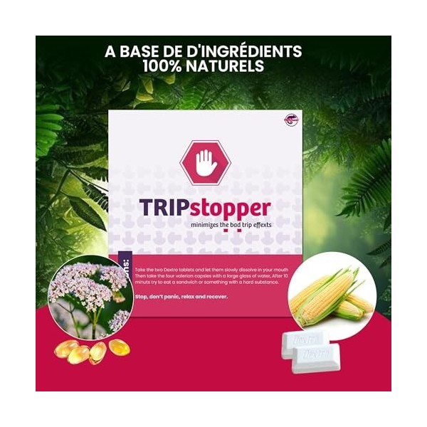 Trip stopper – Stop les Effets indésirables/bad trip - Calmant/Réconfortant – Efficace avec Champignons magiques/Truffes magi