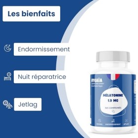 Melatonine 1,9 mg | 365 comprimés | Action rapide | Sommeil adulte | Complément alimentaire | Sans accoutumance | Endormissem