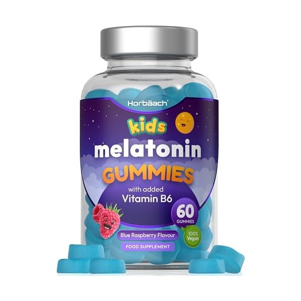 Mélatonine Gummies pour Enfants | avec Vitamine B6 | 60 Gommes 2 Mois | Melatonin for Kids | Complément Alimentaire pour So