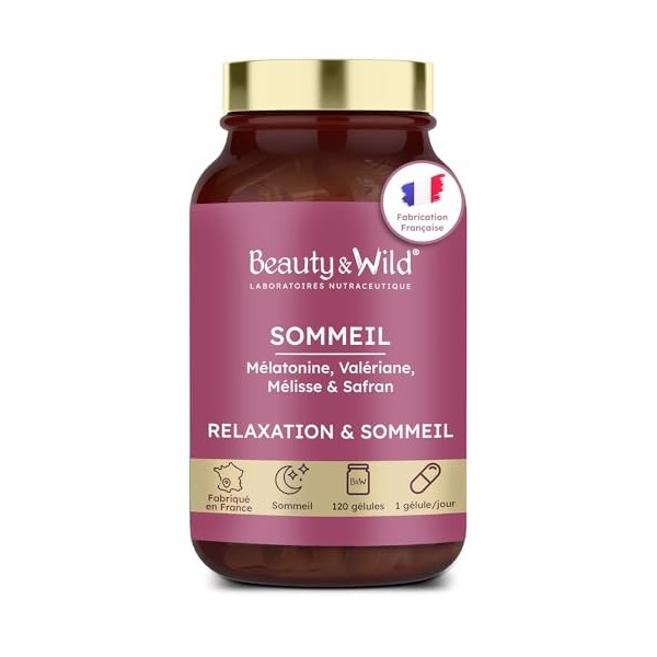 Sommeil, 1.9mg de Mélatonine pour mieux Dormir | FORMAT 4 MOIS - Calme lesprit & le Corps, Valériane, Mélisse, Safran, Vitam