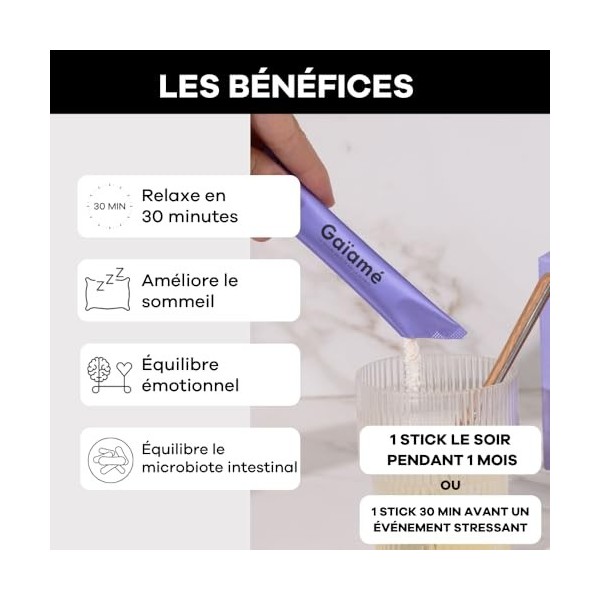 Gaïamé, Pack 30 sticks relax and sleep,anti stress, sommeil, anxiété, humeur, safran, prébiotique, vitamine digestion