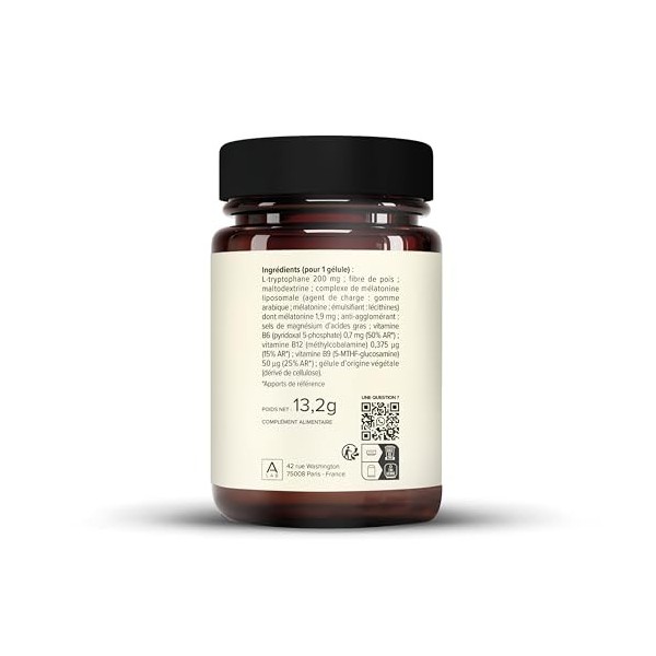A-LAB Mélatonine Liposomale 1,9 mg - Assimilation Renforcée - Complément Alimentaire Sommeil, Jetlag - 30 jours de prise - Fa