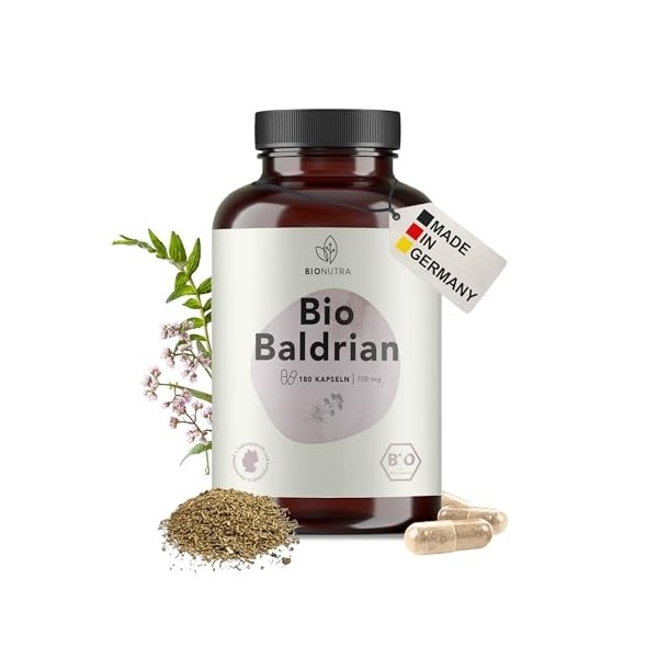 BIONUTRA® Valériane Bio | 180 gélules de 750 mg | 4 mois de consommation | Agriculture biologique | Végan | Sans additifs | S