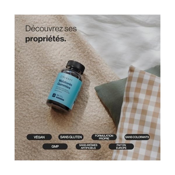 Mélatonine Gummies - 1mg par gummy - 90 gommes pour 3 mois . saveur de Baies - Contribue à Améliorer la Qualité du Sommeil, 