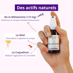 Mélatonine 1,9 mg Bioactive - Action rapide 30 min - 3 mois de cure - Endormissement Sommeil Relaxation - Miel et Coquelicot 