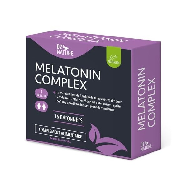 Melatonine + Ashwagandha Passiflore Camomille - Sommeil Profond - Anti-Insomnie - Régulation Cycles Naturels - 16 Sticks - Ve