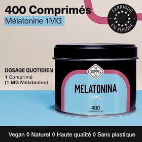 Mélatonine 1 mg - 400 comprimés - Bien Dormir, Cure + d1 an - Mélatonine Pure - Cachet pour Dormir qui Stimule Sommeil - Mél