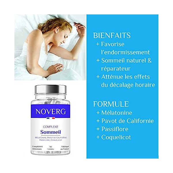 Sommeil | Endormissement Rapide et Durable | Sommeil Réparateur et de Qualité | Melatonine, Pavot de Californie, Passiflore, 