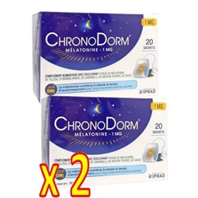 Chronodorm 1mg en Sachets - Complément alimentaire - Contribue à réduire le temps dendormissement - Lot de 2 Boites de 20 Sa