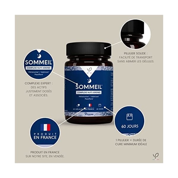 Yves Ponroy Complément alimentaire Sommeil adulte - Nuit Sereines - Endormissement rapide nuit réparatrice sérénité - Mélaton