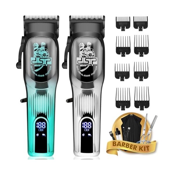 DSP Tondeuse à cheveux professionnelle pour homme, moteur sans balais avec 4CR DLC + lame en céramique, kit de coupe de cheve