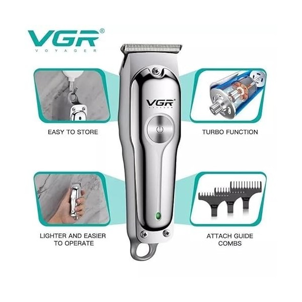 V-071 Tondeuse à cheveux professionnelle pour homme – Lames en acier inoxydable, batterie au lithium 600 mAh, autonomie de 12