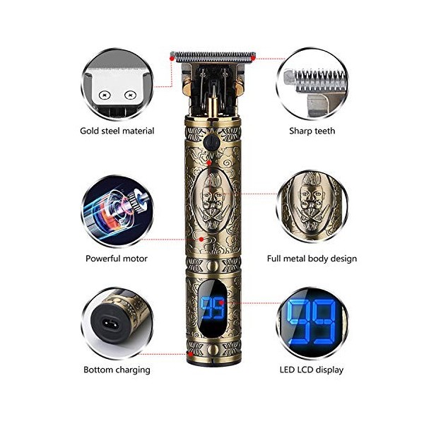 Vingspina Tondeuse Cheveux Hommes Professionel, Rasoir Electriques Hommes Écran LED, Tondeuse Cheveux Professionnelle Avec La