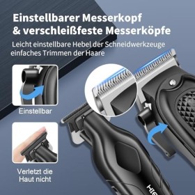 HIENA Pro Tondeuse à cheveux fessionnelle pour homme, kit de coupe de barbier sans fil et tondeuse électrique, rechargeable p