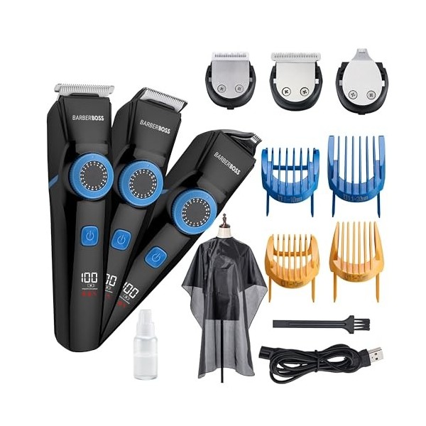 BarberBoss Tondeuse à cheveux 3 en 1, kit de toilettage pour homme – Détails, tondeuse à cheveux et barbe, tondeuse à cheveux