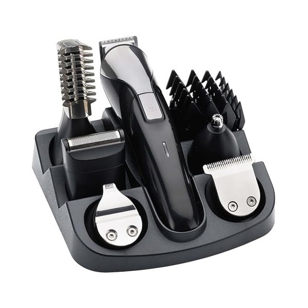 Colexy Tondeuse Barbe Homme, Tondeuse Cheveux pour Hommes, 12 en 1 Kit dOutils de Toilettage avec Tondeuse pour Nez et Oreil
