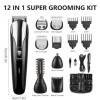 Colexy Tondeuse Barbe Homme, Tondeuse Cheveux pour Hommes, 12 en 1 Kit dOutils de Toilettage avec Tondeuse pour Nez et Oreil