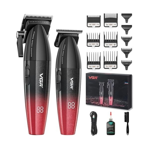 VGR 640 Tondeuse à cheveux professionnelle pour homme, sans fil, avec lame en T Zero Gap, lame en céramique avec revêtement D